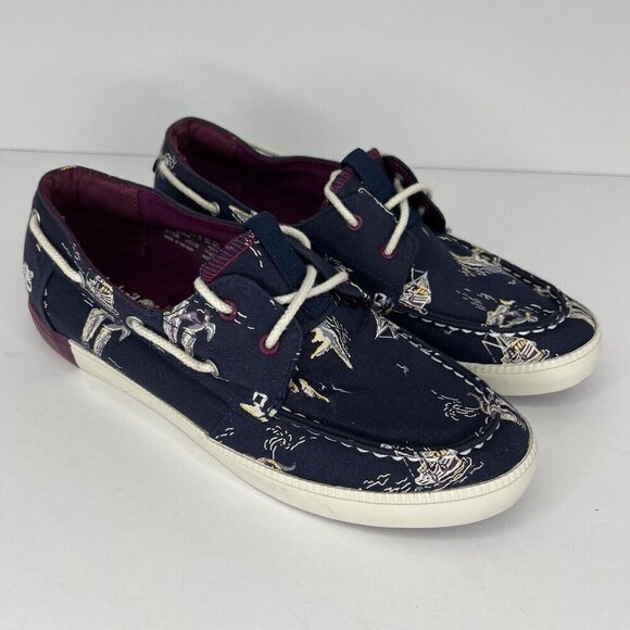 Timberland Classic 2 Eye Navy Newport Bay Womens Size 10 Canvas Boat Shoe - Picture 2 of 9